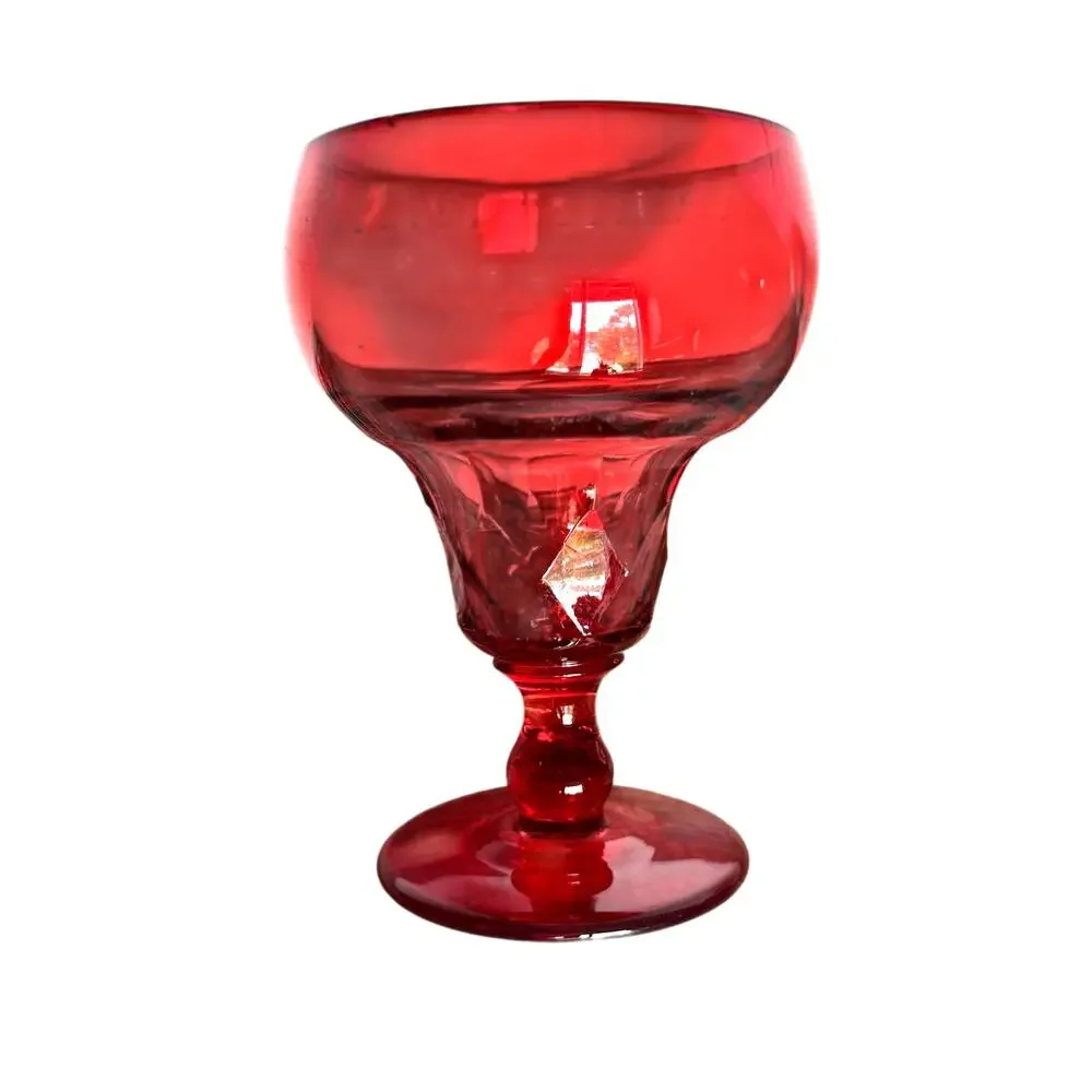 Set 6 Vintage 1930s Fenton Georgian Ruby Red Water Goblets 5.5